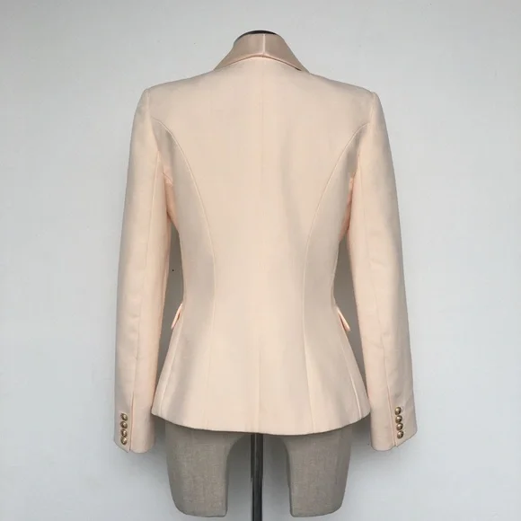 Balmain Cream Double-Breasted Blazer